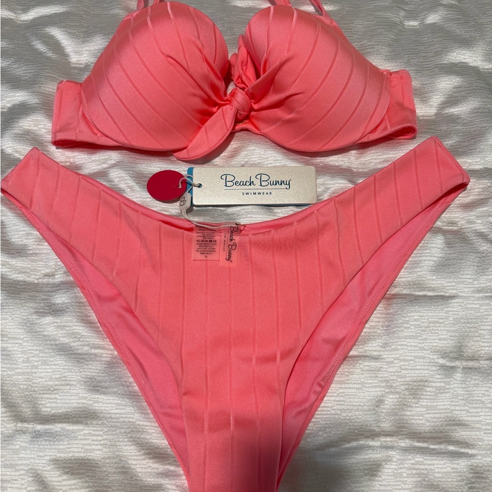 Beach Bunny Coral Bikini with Knotted Top